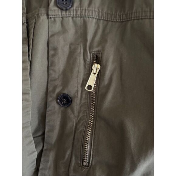 Love Tree Olive Field Jacket Drawstring Waist, Button Front, Cargo Pockets - Picture 5 of 15